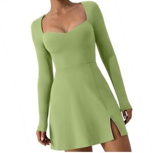 Soft Qinsen Green Sweetheart Neck line Mini Dress